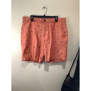 Cigar Box Orange Shorts With Palm Trees Size 34 Cotton